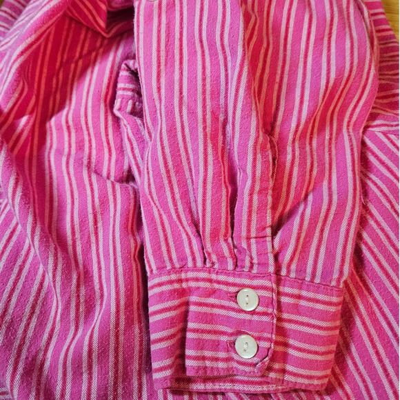 Gilligan & O'Malley Women's Size Large Pink‎ Striped Sleep Shirt Gown - Picture 2 of 5